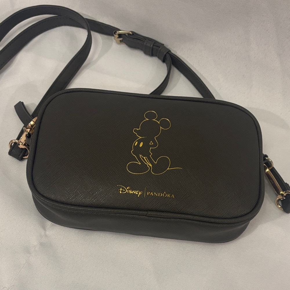 Black Crossbody Bag with Gold Accents